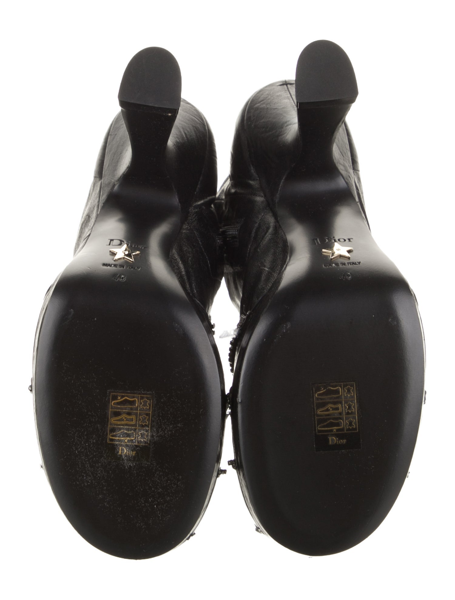 Christian Dior Leather Crystal Embellishments Boots